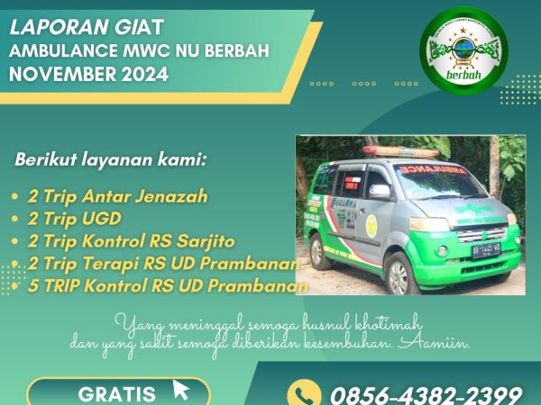 LAPORAN GIAT AMBULANCE MWC NU BERBAH BULAN NOVEMBER 2024