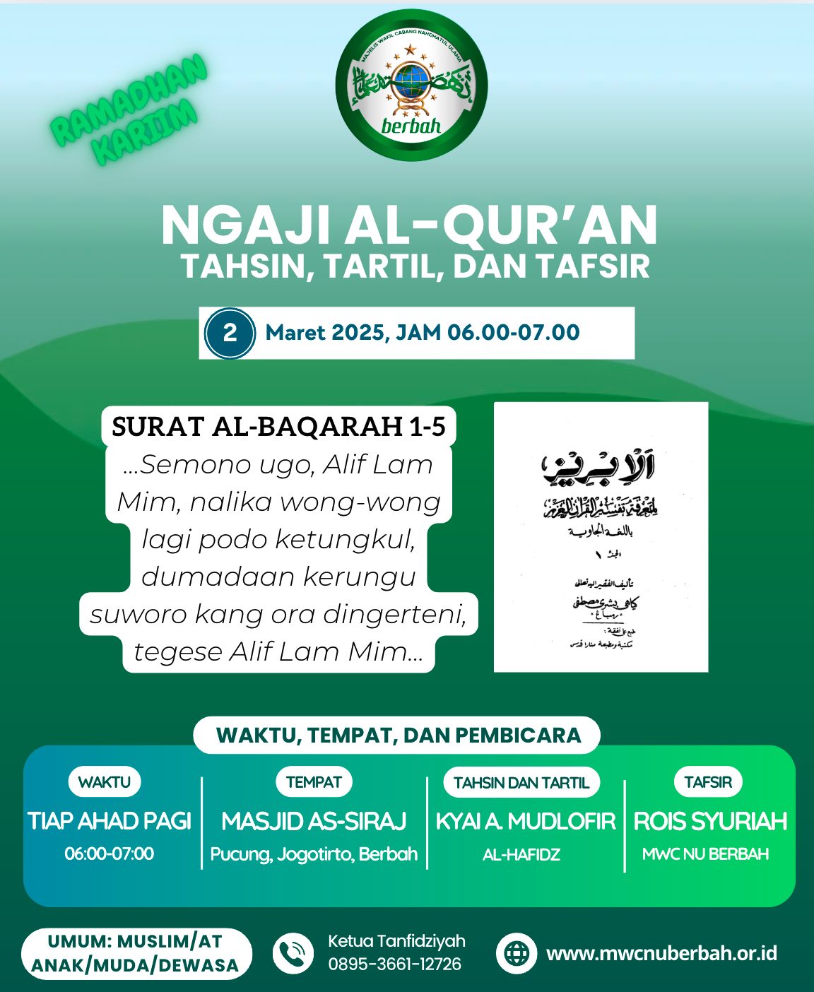 Ngaji Al-Qur’an: Tahsin, Tartil, dan Tafsir 2 Maret 2025