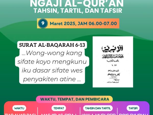 Agenda NU Berbah, Ahad Pagi, 9 Maret 2025
